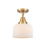 Innovations Lighting Bell 8" Wide Semi-Flush Ceiling Fixture with Shade Satin Gold / Matte White