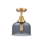 Innovations Lighting Bell 8" Wide Semi-Flush Ceiling Fixture with Shade Satin Gold / Plated Smoke