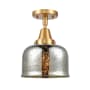 Innovations Lighting Bell 8" Wide Semi-Flush Ceiling Fixture with Shade Satin Gold / Silver Plated Mercury