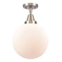 Innovations Lighting Beacon 10" Wide Semi-Flush Ceiling Fixture Brushed Satin Nickel / Matte White