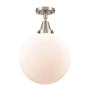 Innovations Lighting Beacon 12" Wide Semi-Flush Ceiling Fixture Brushed Satin Nickel / Matte White