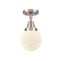 Innovations Lighting Beacon 6" Wide Semi-Flush Globe Ceiling Fixture Brushed Satin Nickel / Matte White