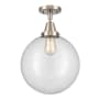 Innovations Lighting Beacon 12" Wide Semi-Flush Ceiling Fixture Brushed Satin Nickel / Clear