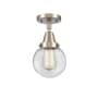 Innovations Lighting Beacon 6" Wide Semi-Flush Globe Ceiling Fixture Brushed Satin Nickel / Clear