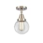 Innovations Lighting Beacon 6" Wide Semi-Flush Globe Ceiling Fixture Brushed Satin Nickel / Clear