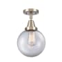 Innovations Lighting Beacon 8" Wide Semi-Flush Globe Ceiling Fixture Brushed Satin Nickel / Clear