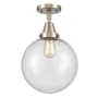 Innovations Lighting Beacon 10" Wide Semi-Flush Ceiling Fixture Brushed Satin Nickel / Seedy