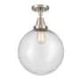 Innovations Lighting Beacon 12" Wide Semi-Flush Ceiling Fixture Brushed Satin Nickel / Seedy
