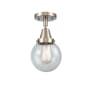 Innovations Lighting Beacon 6" Wide Semi-Flush Globe Ceiling Fixture Brushed Satin Nickel / Seedy