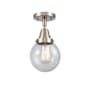 Innovations Lighting Beacon 6" Wide Semi-Flush Globe Ceiling Fixture Brushed Satin Nickel / Seedy