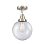 Innovations Lighting Beacon 8" Wide Semi-Flush Globe Ceiling Fixture Brushed Satin Nickel / Seedy