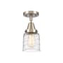 Innovations Lighting Bell 5" Wide Semi-Flush Ceiling Fixture with Bell Shade Brushed Satin Nickel / Deco Swirl