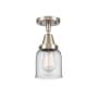 Innovations Lighting Bell 5" Wide Semi-Flush Ceiling Fixture with Bell Shade Brushed Satin Nickel / Clear
