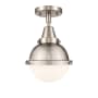 Innovations Lighting Hampden 7" Wide Semi-Flush Globe Ceiling Fixture Brushed Satin Nickel / Matte White