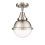 Innovations Lighting Hampden 7" Wide Semi-Flush Globe Ceiling Fixture Brushed Satin Nickel / Clear
