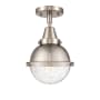 Innovations Lighting Hampden 7" Wide Semi-Flush Globe Ceiling Fixture Brushed Satin Nickel / Seedy