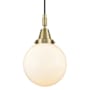 Innovations Lighting Beacon 8" Wide Mini Pendant with Matte White Glass Shade Antique Brass