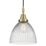 Innovations Lighting Seneca Falls 10" Wide Mini Pendant with Clear, Ribbed Halophane Glass Shade Antique Brass