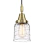 Innovations Lighting Bell 5" Wide Mini Pendant with Clear Deco Swirl Glass Shade Antique Brass
