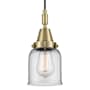 Innovations Lighting Bell 5" Wide Mini Pendant with Clear Glass Shade Antique Brass