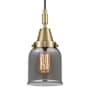Innovations Lighting Bell 5" Wide Mini Pendant with Light Smoke Glass Shade Antique Brass