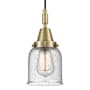 Innovations Lighting Bell 5" Wide Mini Pendant with Clear, Seedy Glass Shade Antique Brass