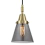 Innovations Lighting Cone 6" Wide Mini Pendant with Light Smoke Glass Shade Antique Brass