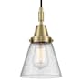 Innovations Lighting Cone 6" Wide Mini Pendant with Clear, Seedy Glass Shade Antique Brass