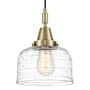 Innovations Lighting Bell 8" Wide Mini Pendant with Clear Deco Swirl Glass Shade Antique Brass