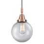 Innovations Lighting Beacon 8" Wide Mini Pendant with Clear Glass Shade Antique Copper