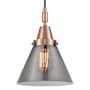 Innovations Lighting Cone 8" Wide Mini Pendant with Light Smoke Glass Shade Antique Copper