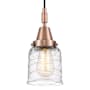 Innovations Lighting Bell 5" Wide Mini Pendant with Clear Deco Swirl Glass Shade Antique Copper