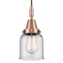 Innovations Lighting Bell 5" Wide Mini Pendant with Clear Glass Shade Antique Copper