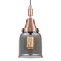 Innovations Lighting Bell 5" Wide Mini Pendant with Light Smoke Glass Shade Antique Copper