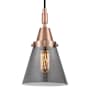 Innovations Lighting Cone 6" Wide Mini Pendant with Light Smoke Glass Shade Antique Copper