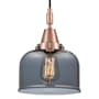 Innovations Lighting Bell 8" Wide Mini Pendant with Light Smoke Glass Shade Antique Copper