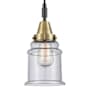 Innovations Lighting Canton 6" Wide Mini Pendant with Clear, Seedy Glass Shade Black Antique Brass