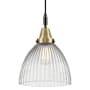 Innovations Lighting Seneca Falls 10" Wide Mini Pendant with Clear, Ribbed Halophane Glass Shade Black Antique Brass