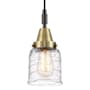 Innovations Lighting Bell 5" Wide Mini Pendant with Clear Deco Swirl Glass Shade Black Antique Brass
