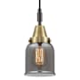 Innovations Lighting Bell 5" Wide Mini Pendant with Light Smoke Glass Shade Black Antique Brass