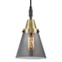 Innovations Lighting Cone 6" Wide Mini Pendant with Light Smoke Glass Shade Black Antique Brass