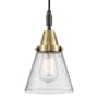 Innovations Lighting Cone 6" Wide Mini Pendant with Clear, Seedy Glass Shade Black Antique Brass