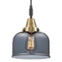 Innovations Lighting Bell 8" Wide Mini Pendant with Light Smoke Glass Shade Black Antique Brass