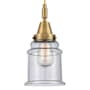 Innovations Lighting Canton 6" Wide Mini Pendant with Clear, Seedy Glass Shade Brushed Brass