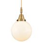 Innovations Lighting Beacon 8" Wide Mini Pendant with Matte White Glass Shade Brushed Brass