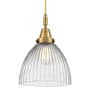 Innovations Lighting Seneca Falls 10" Wide Mini Pendant with Clear, Ribbed Halophane Glass Shade Brushed Brass
