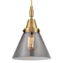 Innovations Lighting Cone 8" Wide Mini Pendant with Light Smoke Glass Shade Brushed Brass