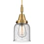 Innovations Lighting Bell 5" Wide Mini Pendant with Clear, Seedy Glass Shade Brushed Brass