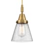 Innovations Lighting Cone 6" Wide Mini Pendant with Clear, Seedy Glass Shade Brushed Brass