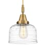 Innovations Lighting Bell 8" Wide Mini Pendant with Clear Deco Swirl Glass Shade Brushed Brass